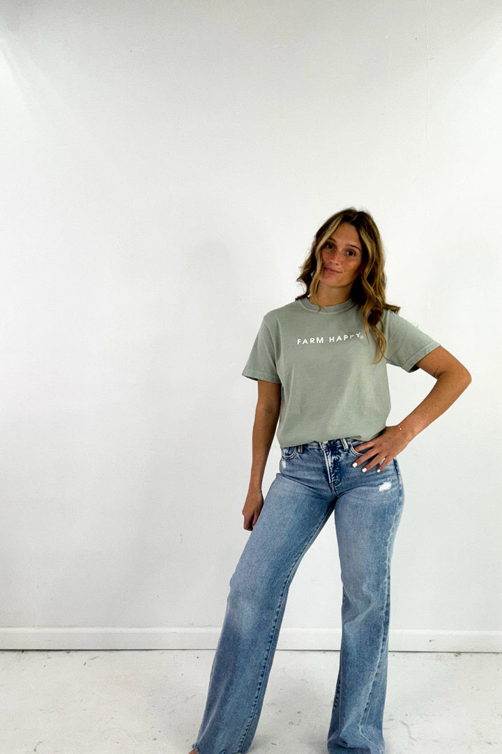 Risen Tummy Control Wide Leg Jeans