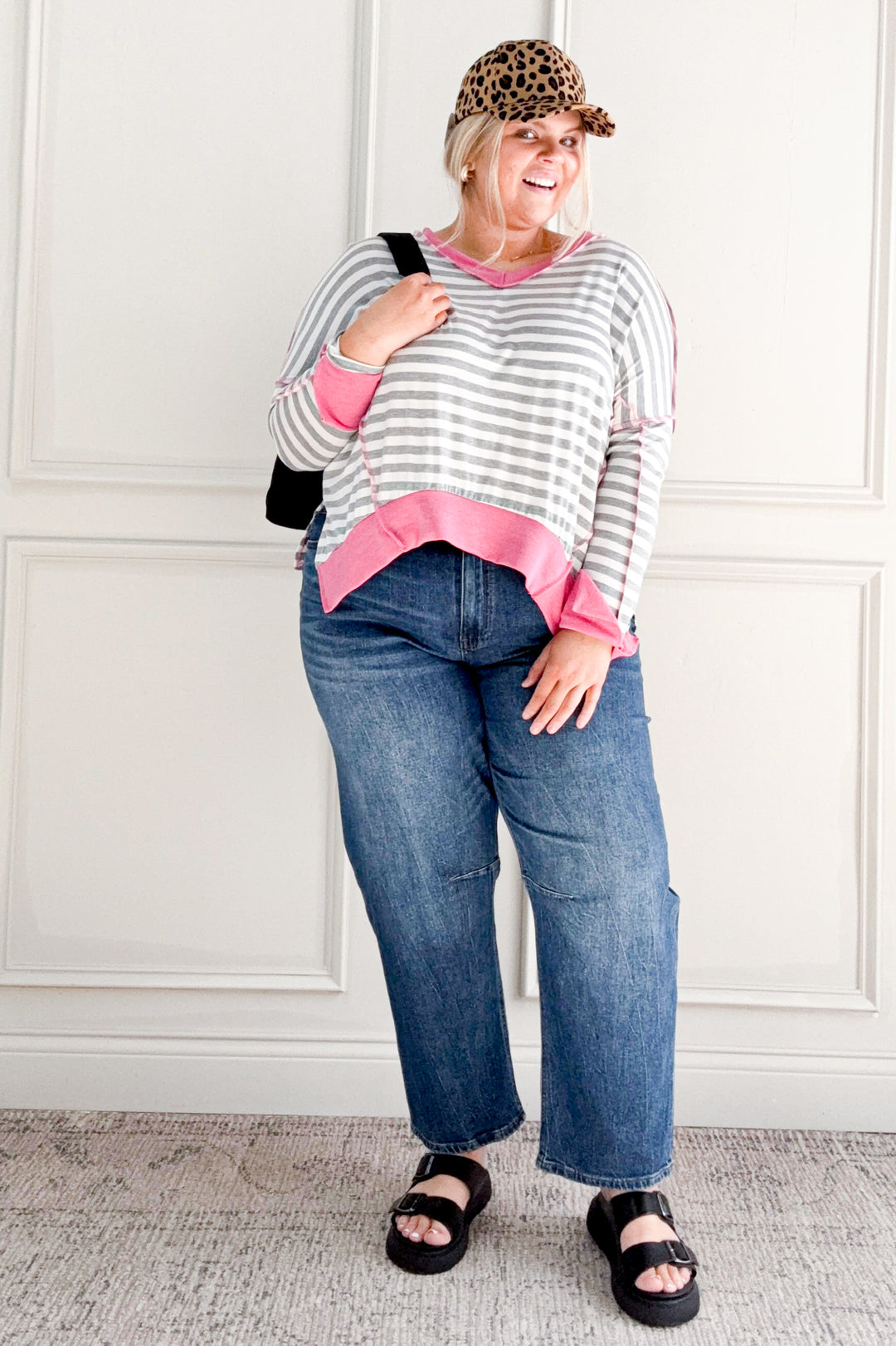 Drop Shoulder Hi Low Long Sleeve Curvy Top