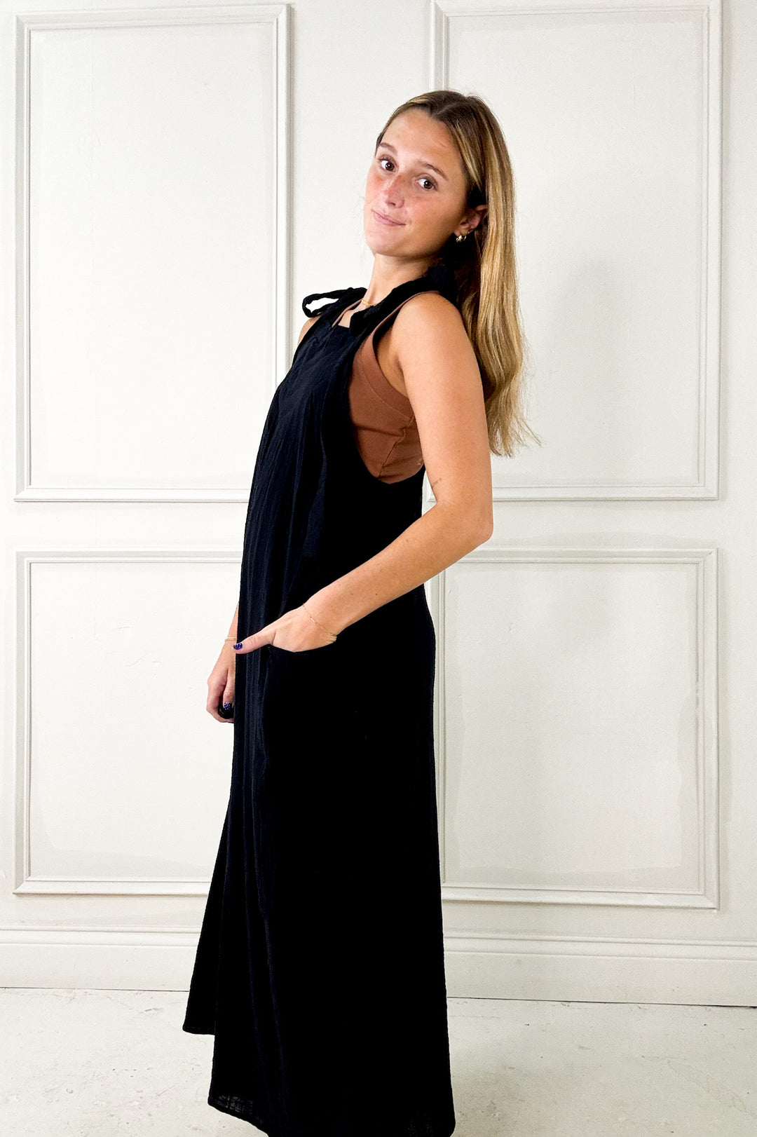 Wide Leg Shoulder Tie Sleeveless Jumpsuit