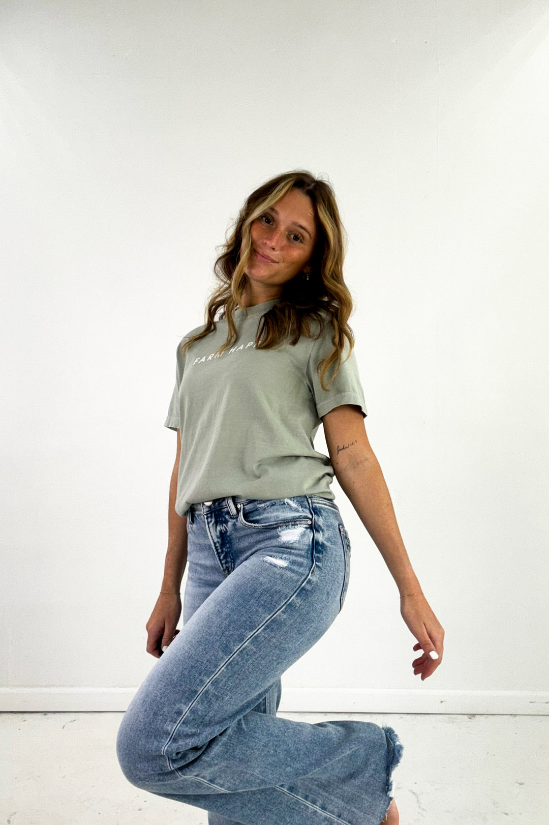 Risen Tummy Control Wide Leg Jeans