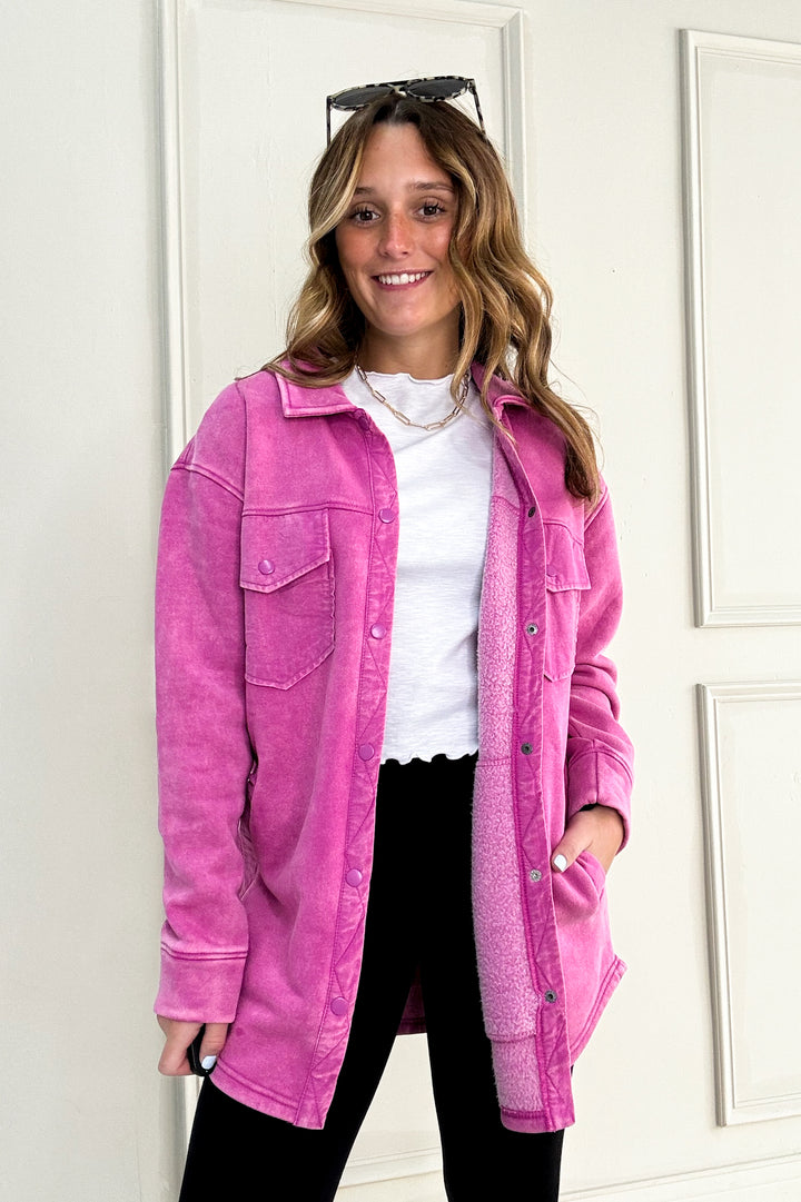 Snap Front Brushed Oversized Shacket