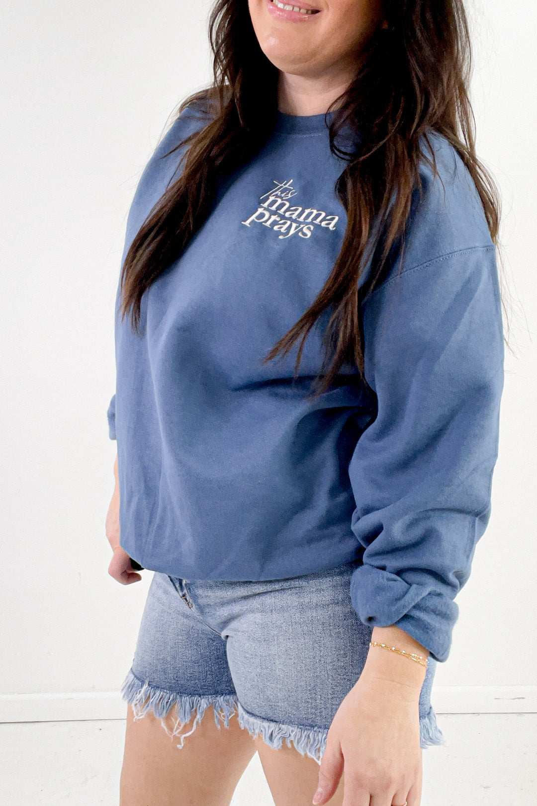 This Mama Prays Embroidered Sweatshirt