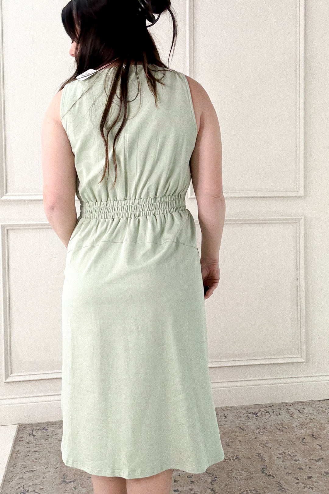 Cotton French Terry Side Slit Midi Dress