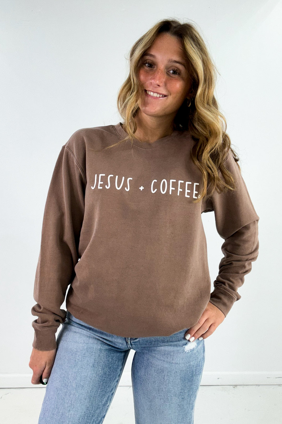 Jesus + Coffee Comfort Colors Graphic Sweatshirt