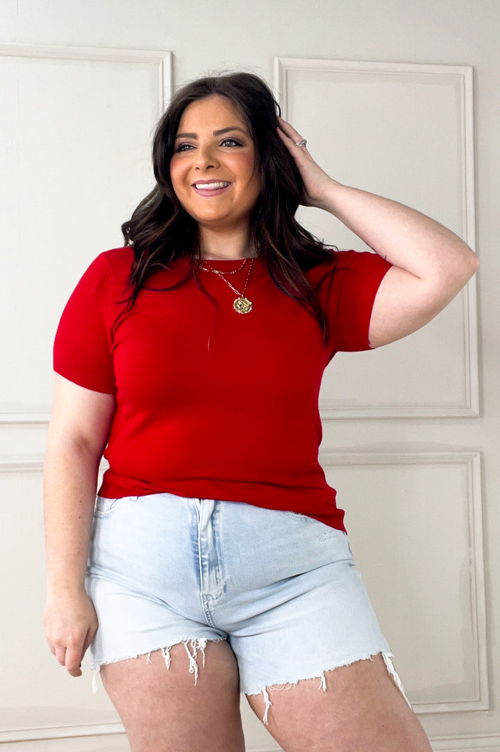 Ultra Soft Short Sleeve Sweater Top