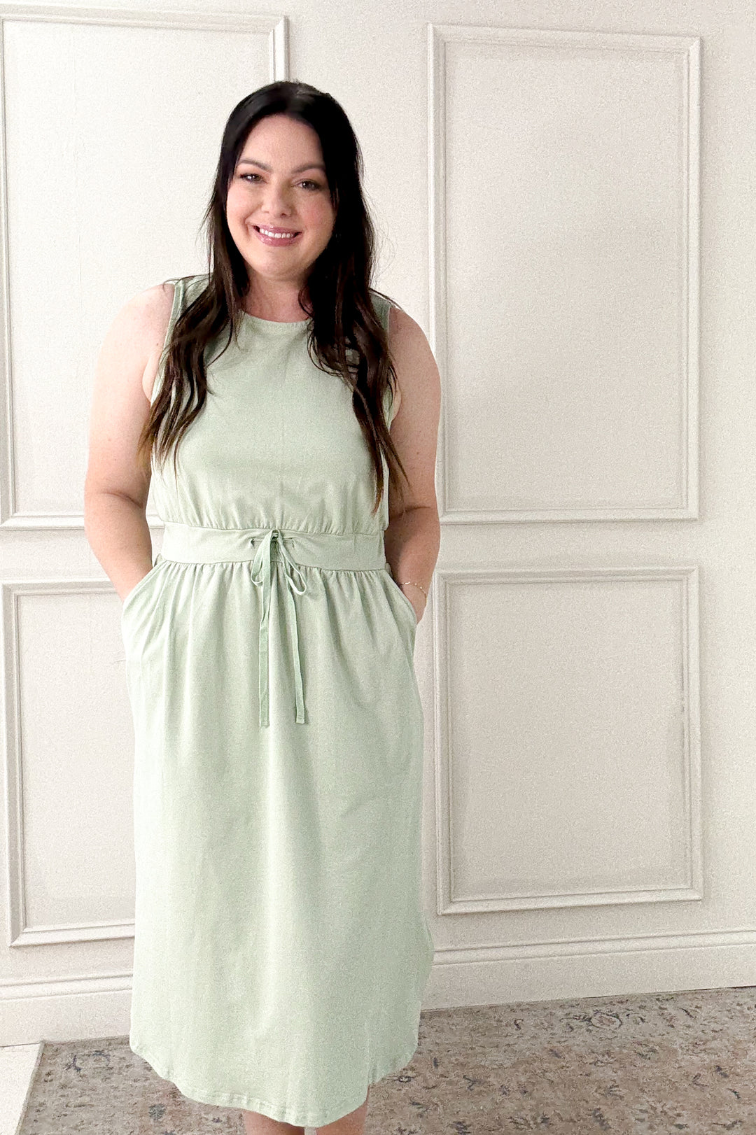 Cotton French Terry Side Slit Midi Dress