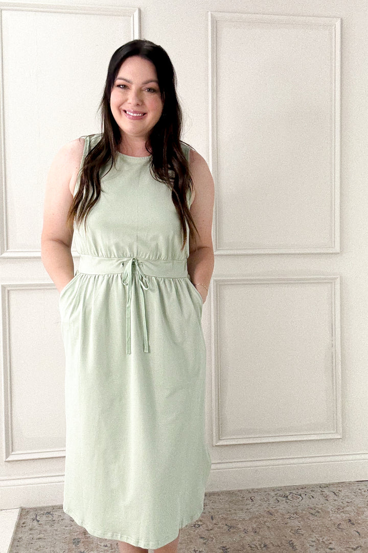 Cotton French Terry Side Slit Midi Dress