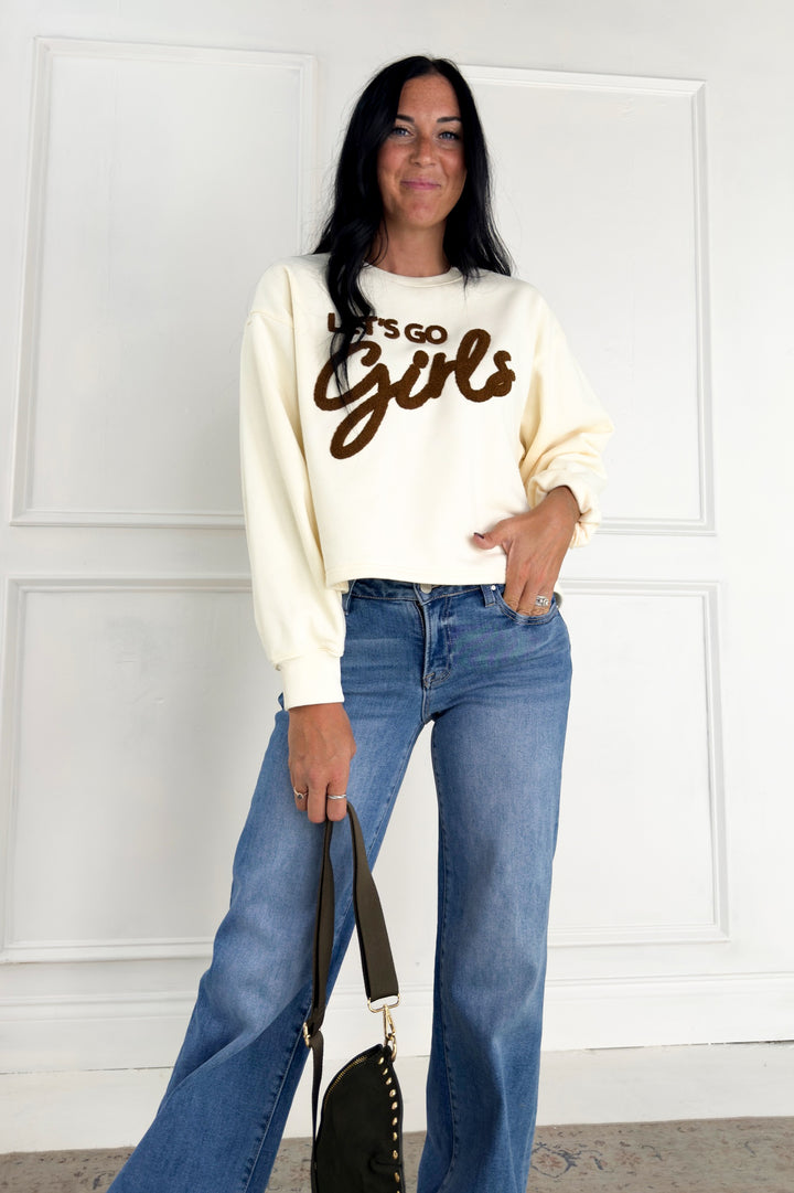 Let's Go Girls Flocked Crewneck Sweatshirt