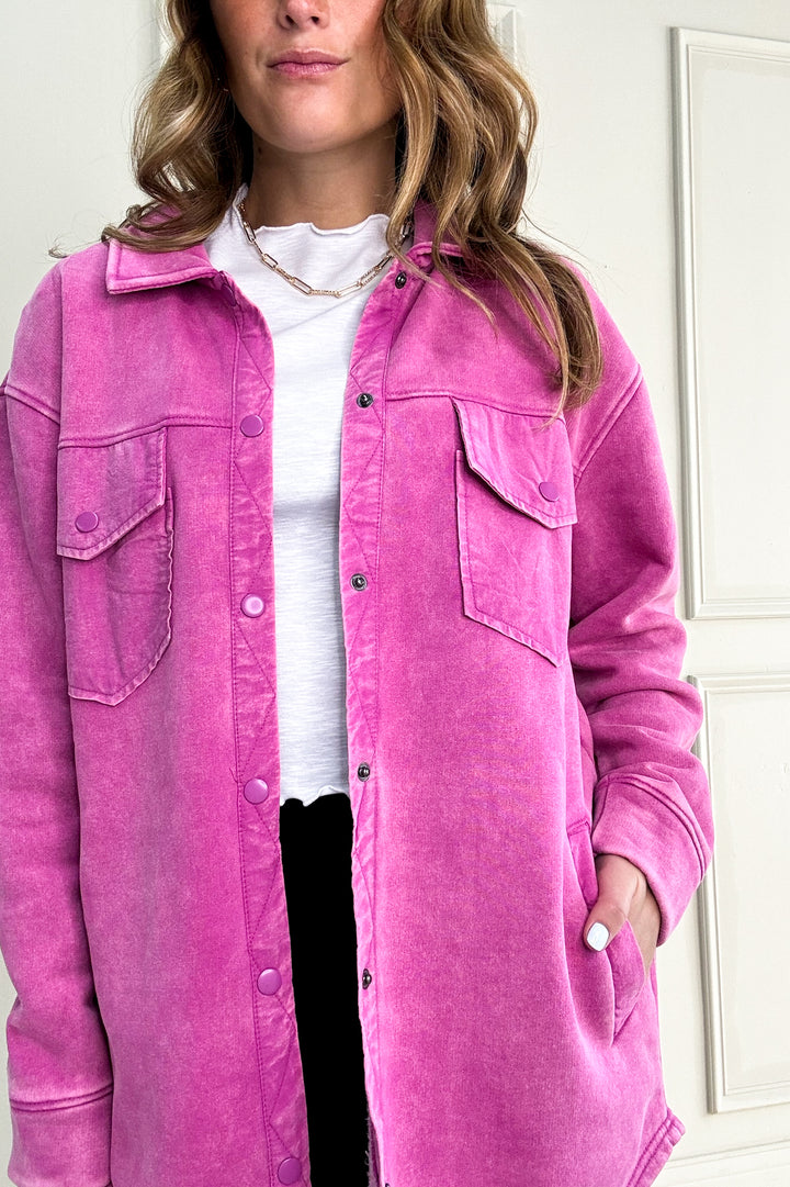 Snap Front Brushed Oversized Shacket