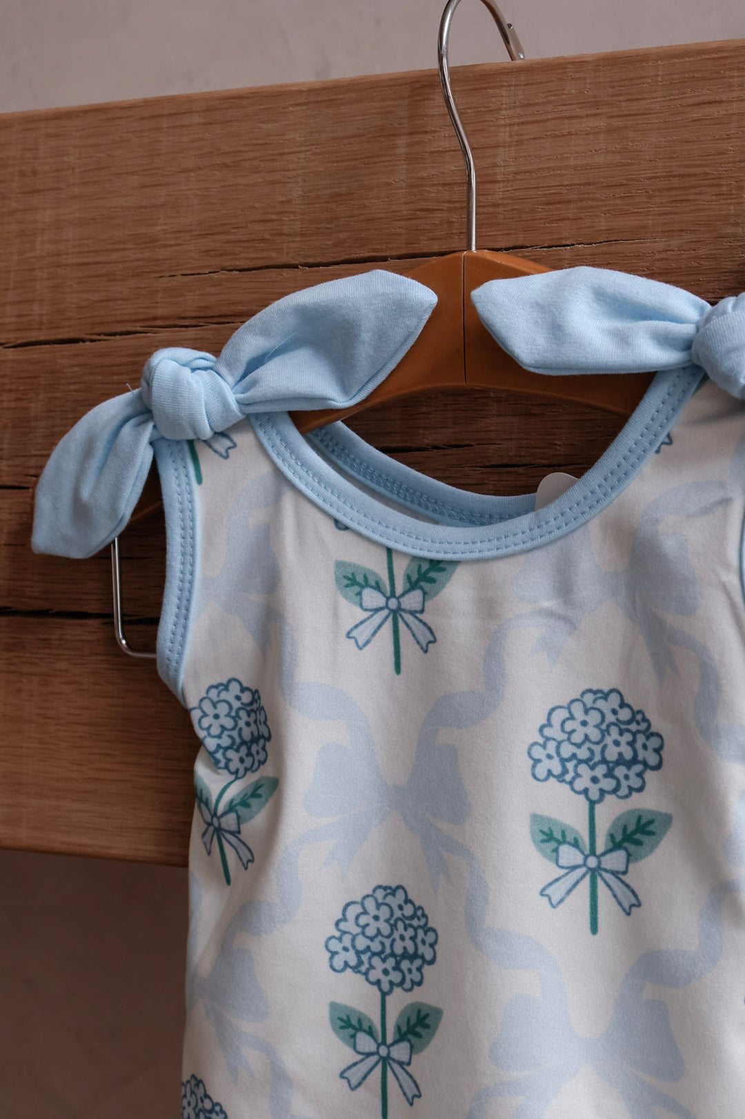 Girls Blue Flowers Bows Top & Shorts Set