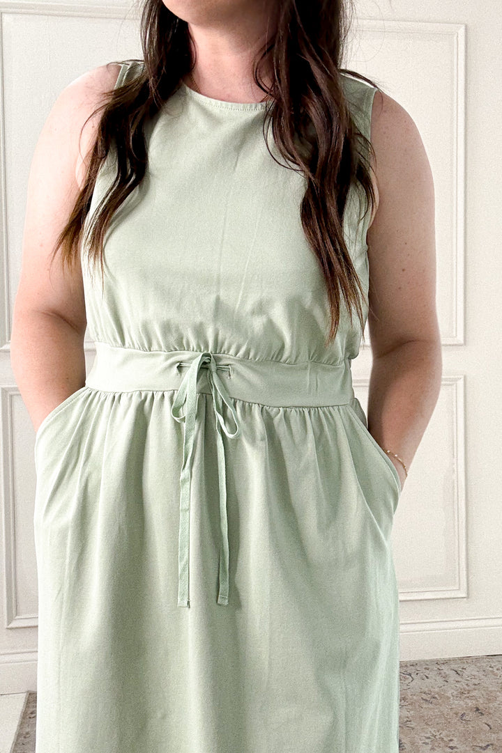 Cotton French Terry Side Slit Midi Dress