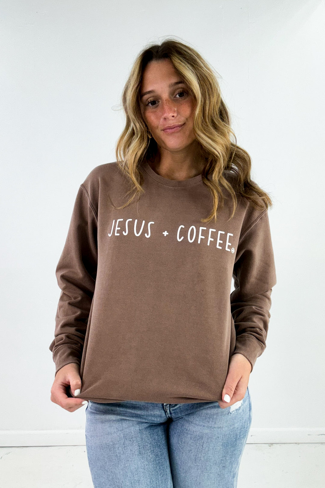 Jesus + Coffee Comfort Colors Graphic Sweatshirt