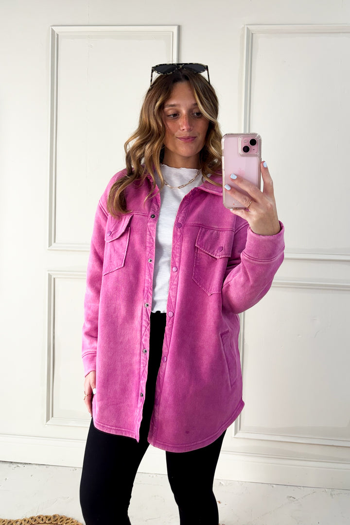 Snap Front Brushed Oversized Shacket