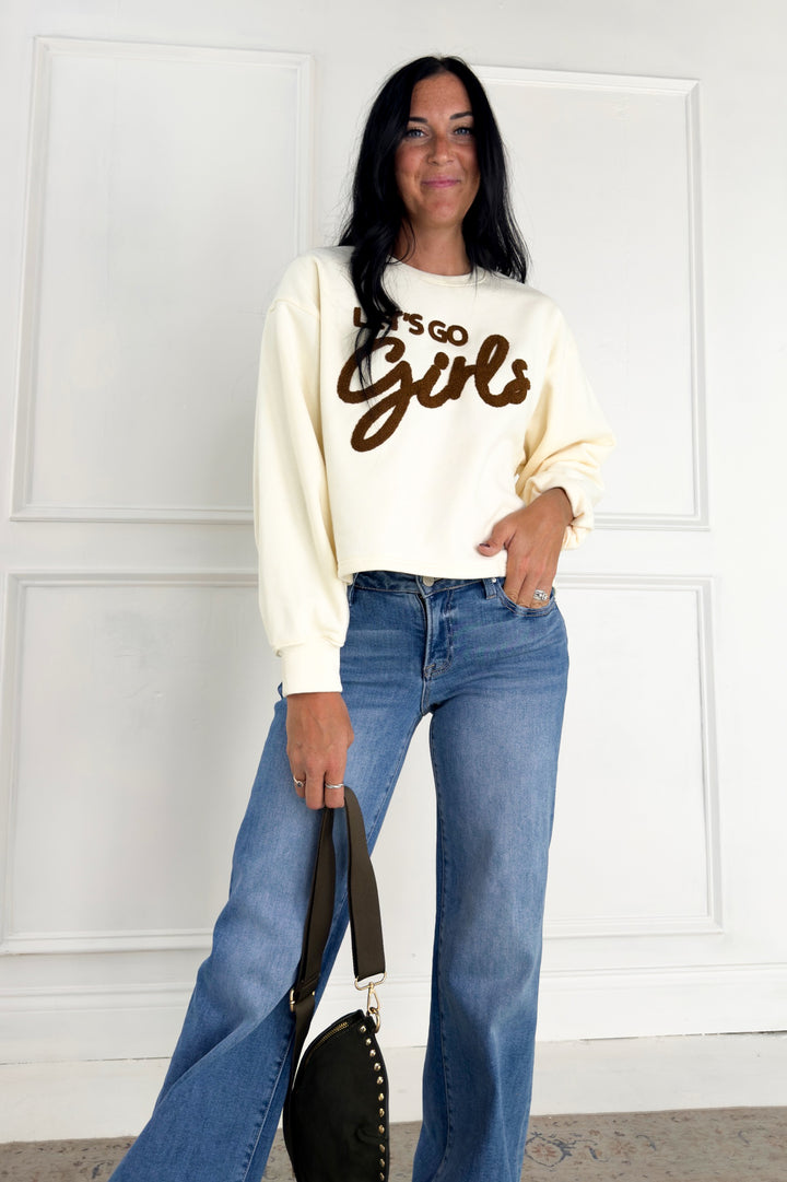 Let's Go Girls Flocked Crewneck Sweatshirt