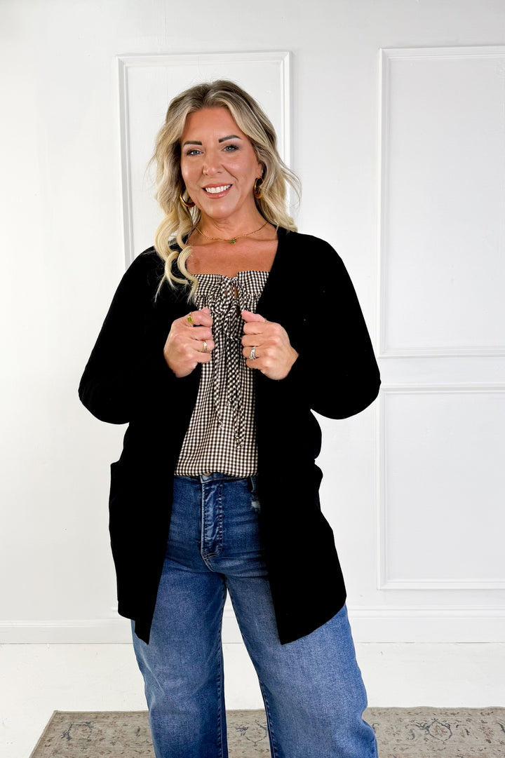 Wool Blend Open Front Cardigan