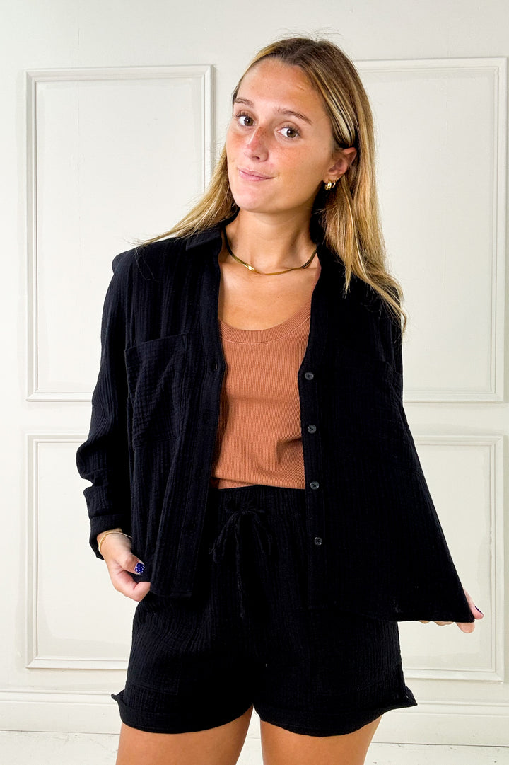 Z Supply- Collared Button Up Gauze Blouse