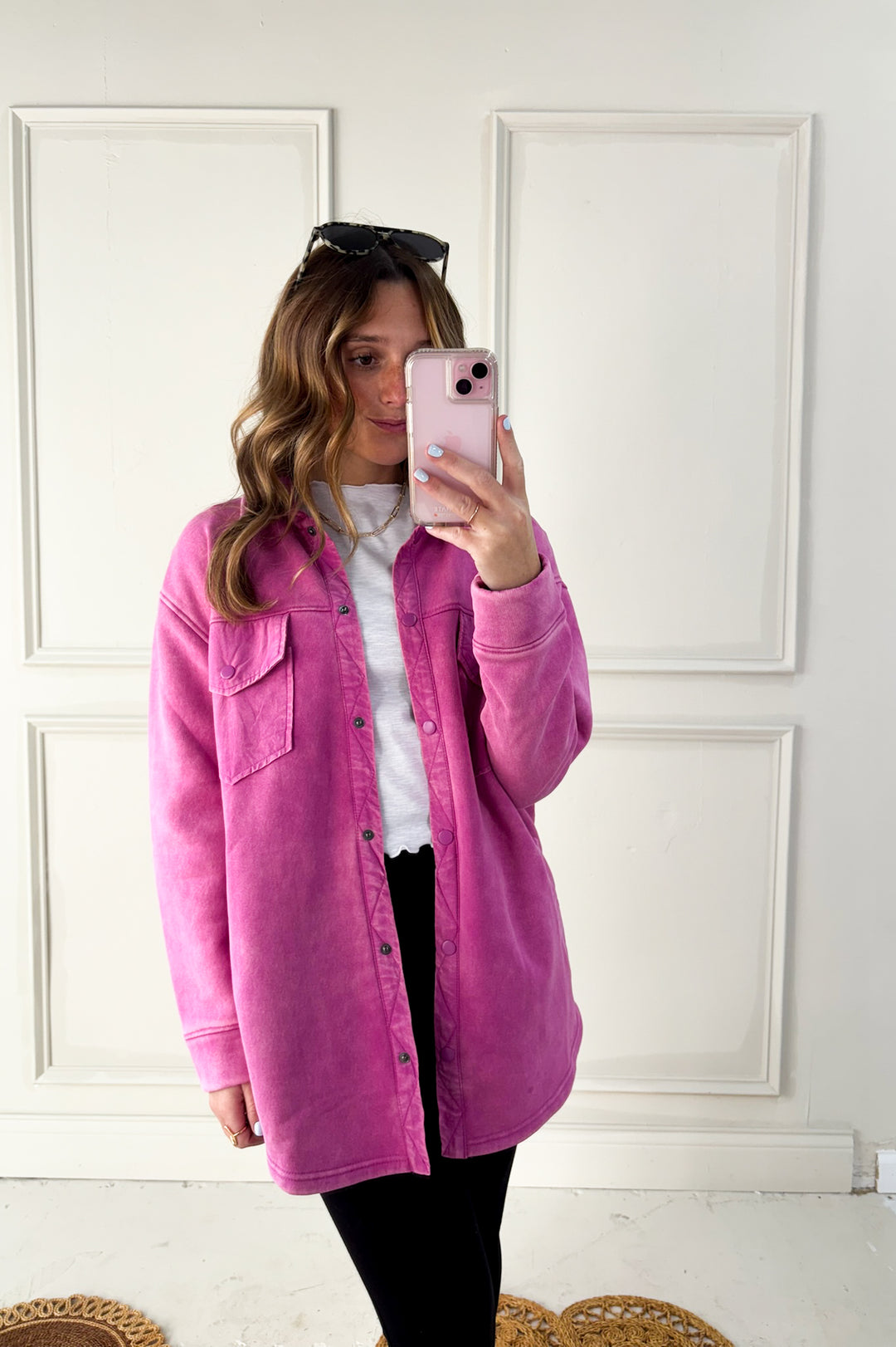 Snap Front Brushed Oversized Shacket