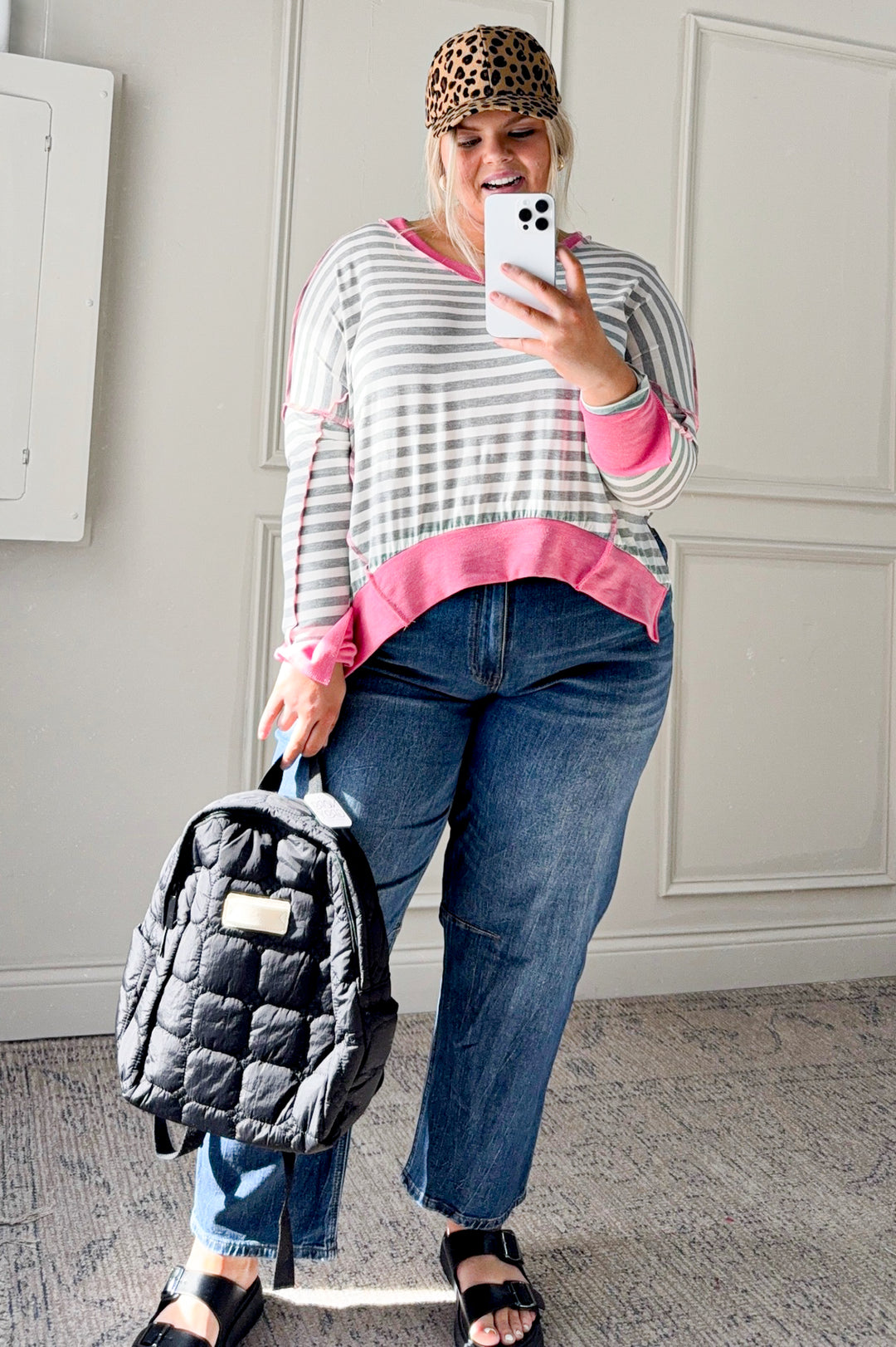 Drop Shoulder Hi Low Long Sleeve Curvy Top