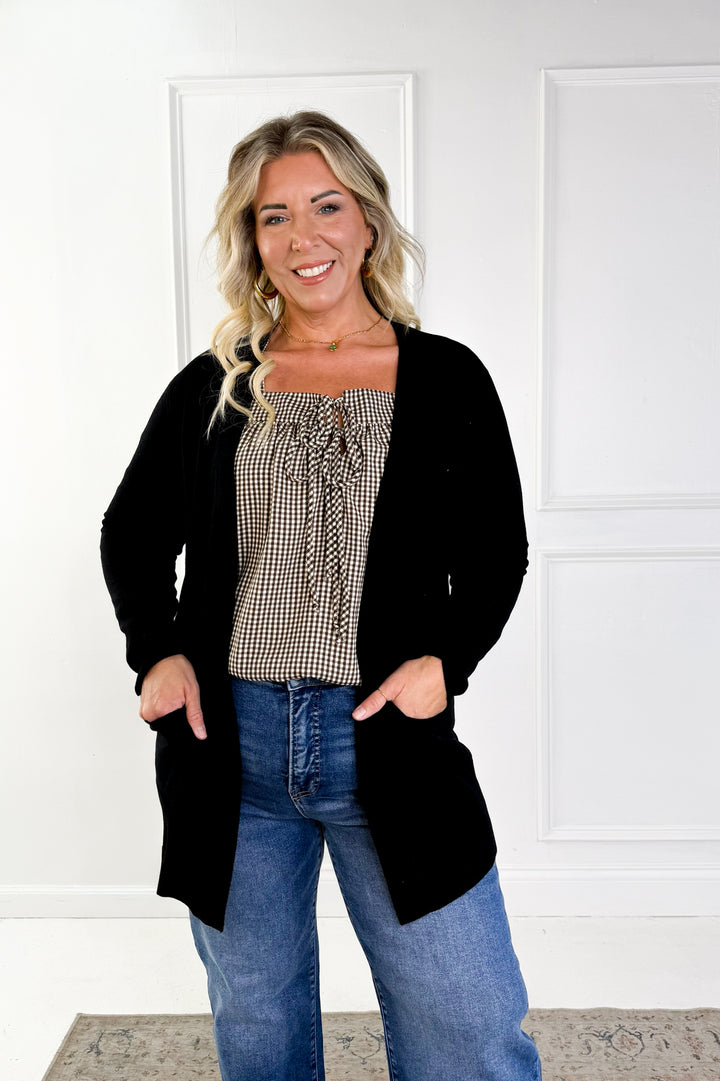 Wool Blend Open Front Cardigan