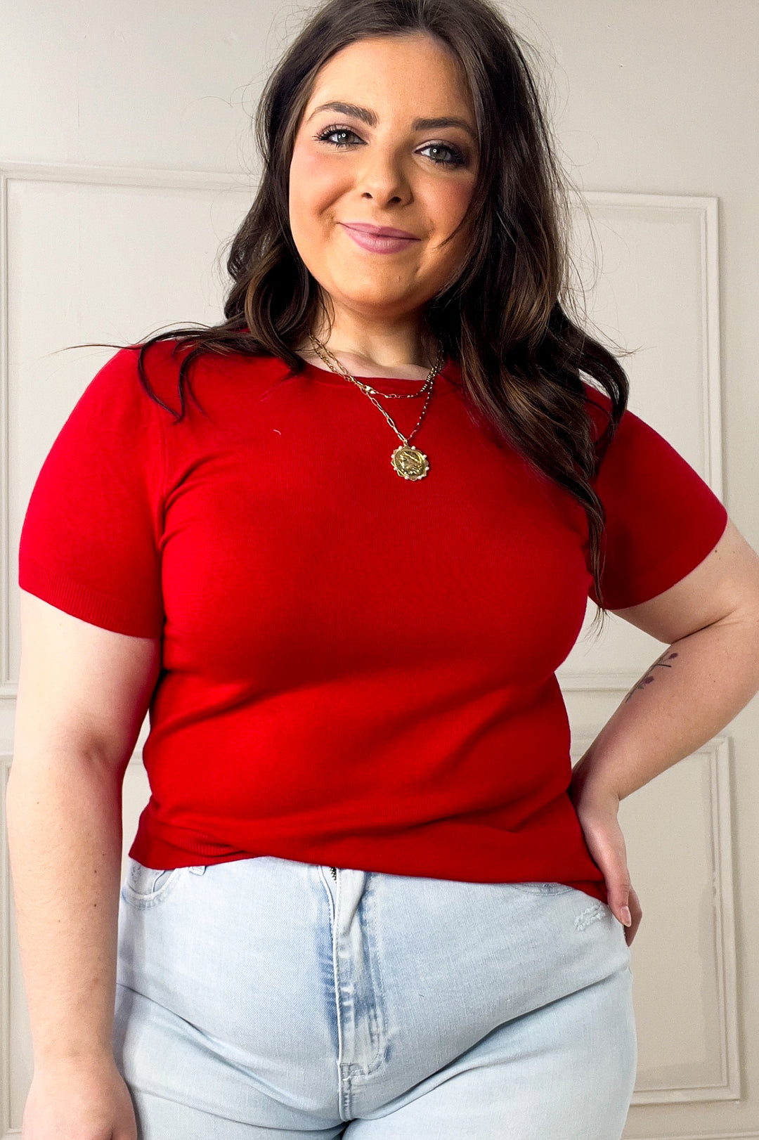 Ultra Soft Short Sleeve Sweater Top