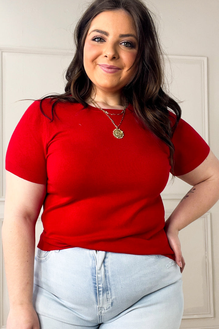 Ultra Soft Short Sleeve Sweater Top