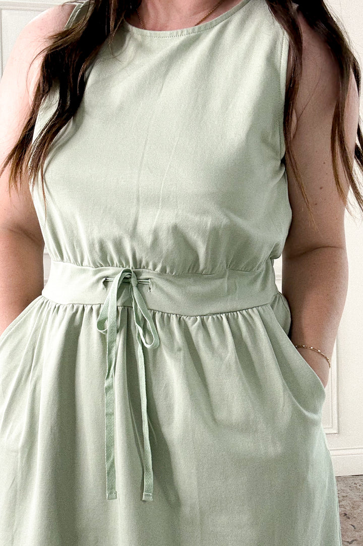 Cotton French Terry Side Slit Midi Dress