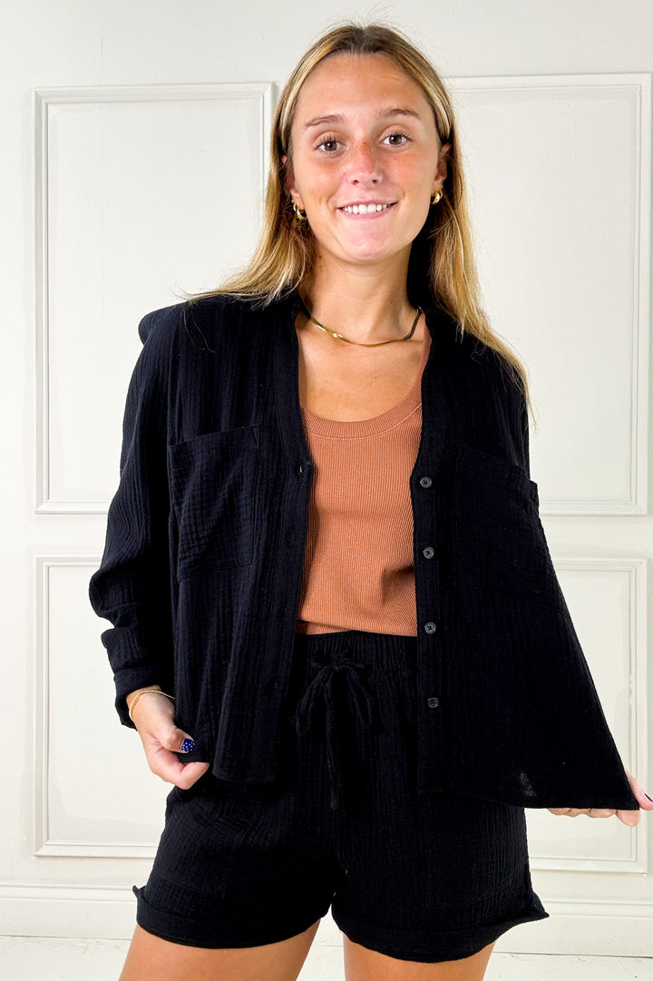 Z Supply- Collared Button Up Gauze Blouse