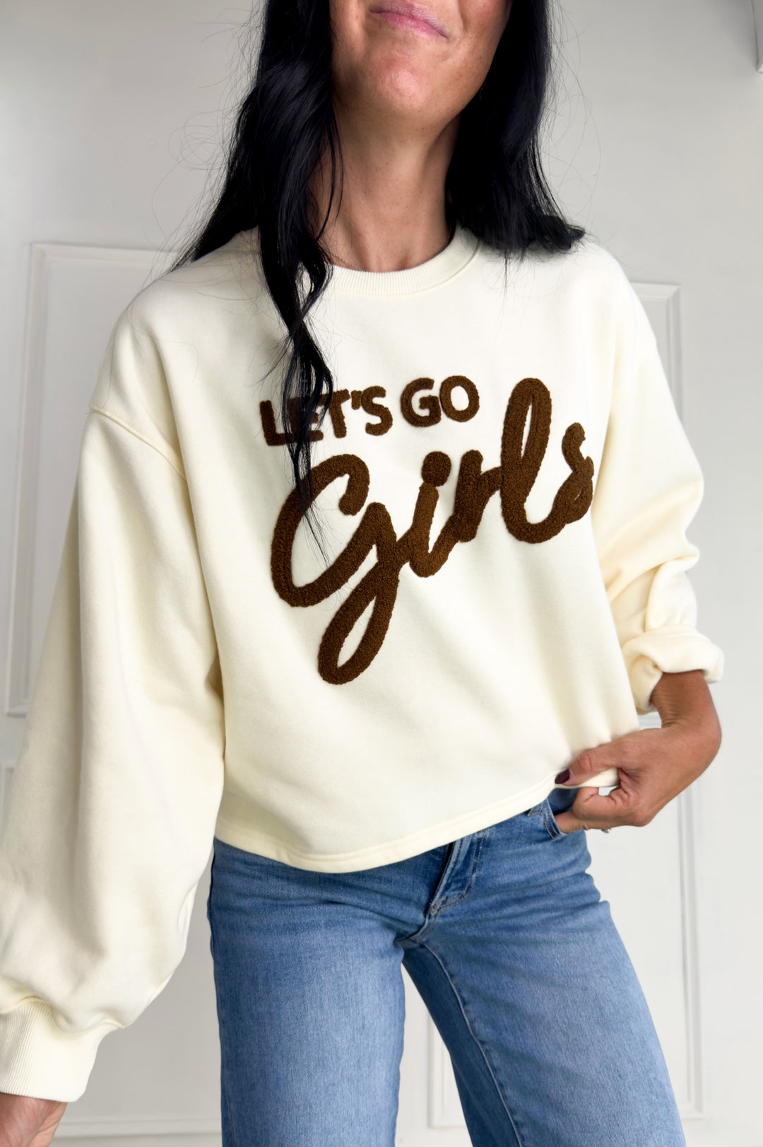 Let's Go Girls Flocked Crewneck Sweatshirt