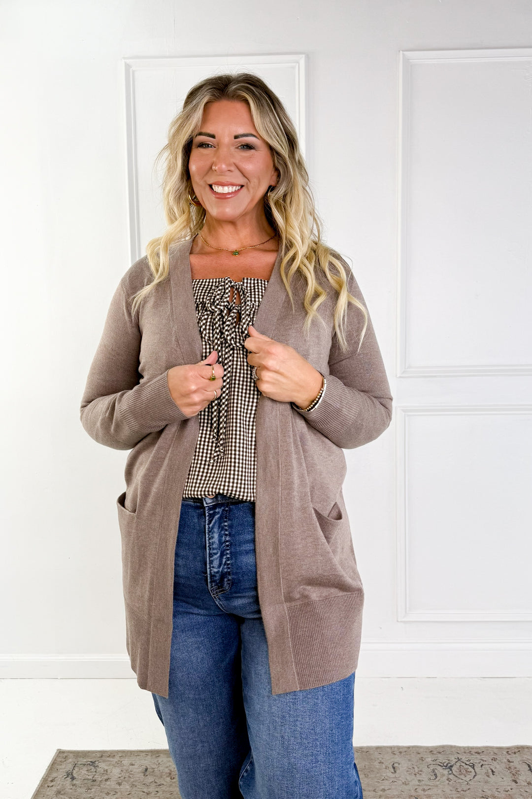 Wool Blend Open Front Cardigan