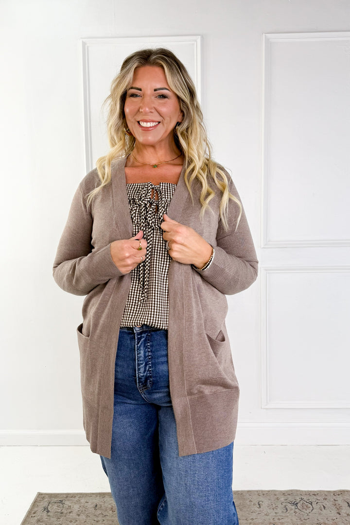 Wool Blend Open Front Cardigan