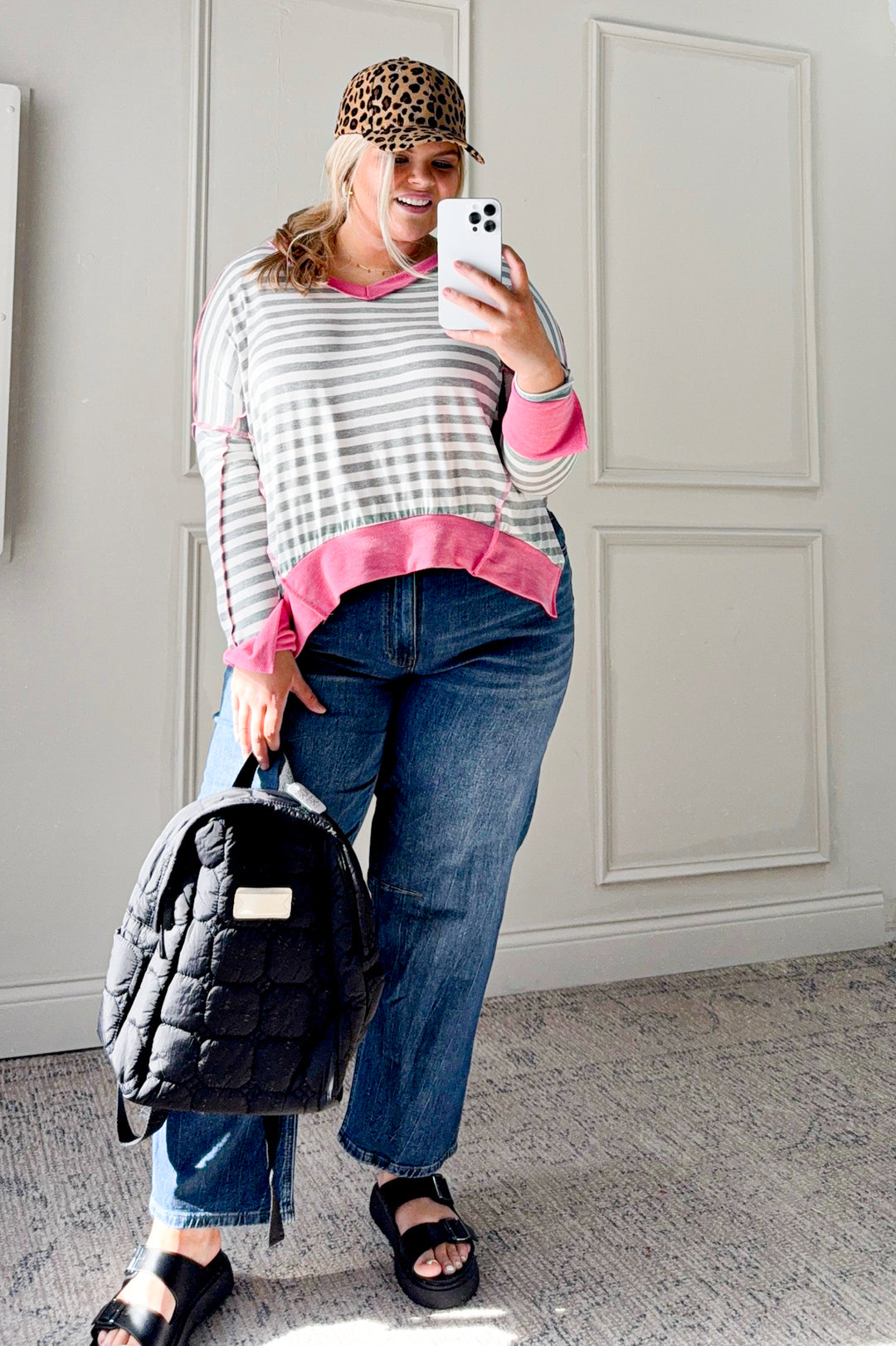 Drop Shoulder Hi Low Long Sleeve Curvy Top