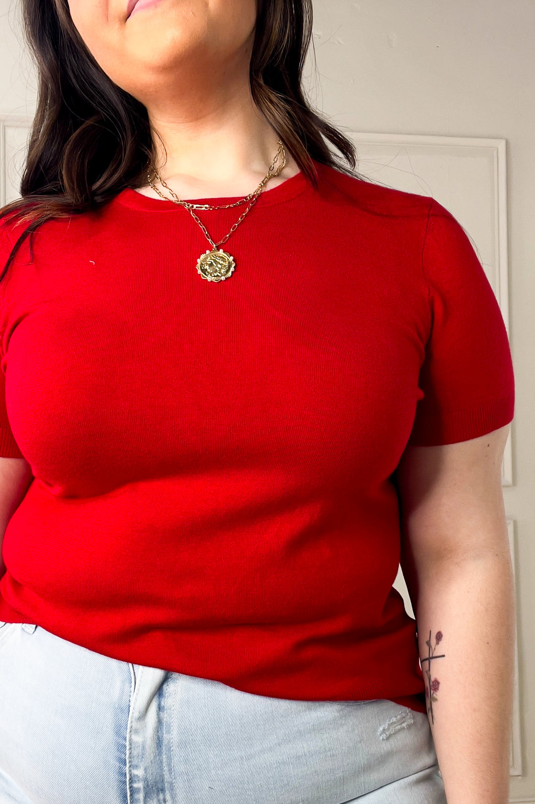 Ultra Soft Short Sleeve Sweater Top