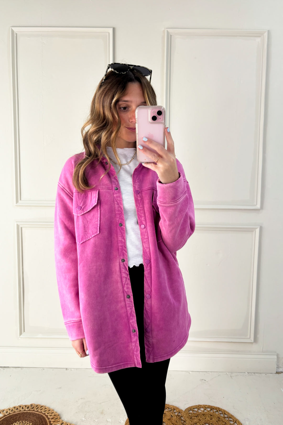 Snap Front Brushed Oversized Shacket