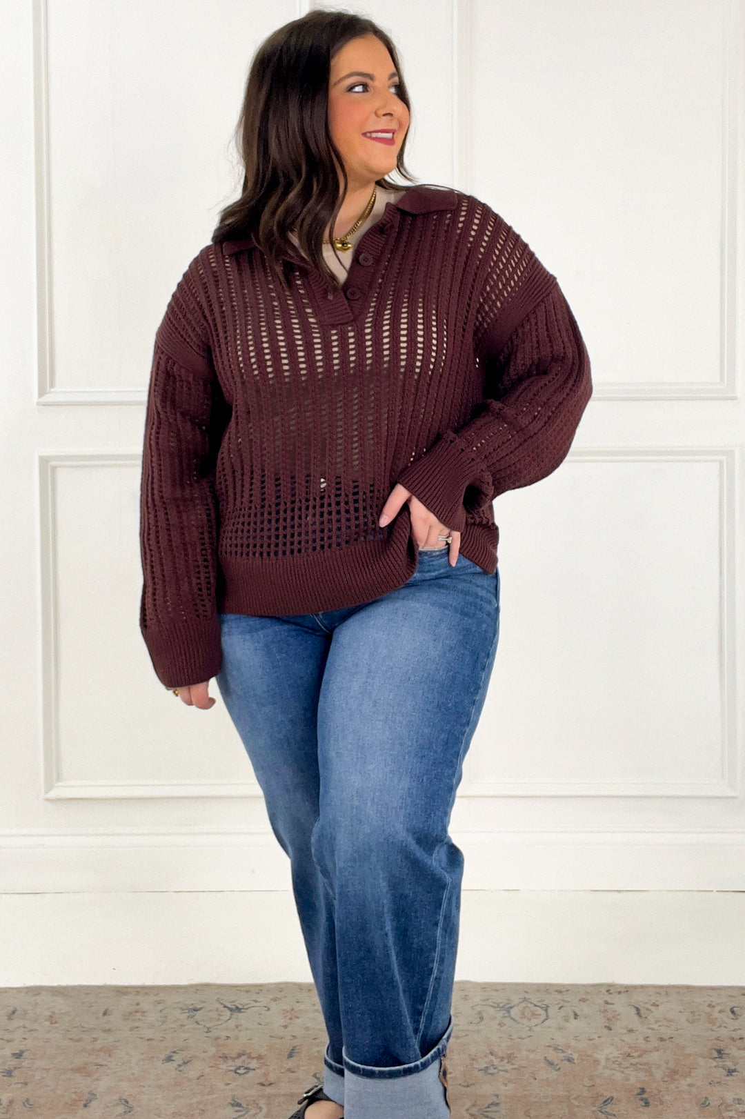 Z Supply Oversize Polo Style Sweater