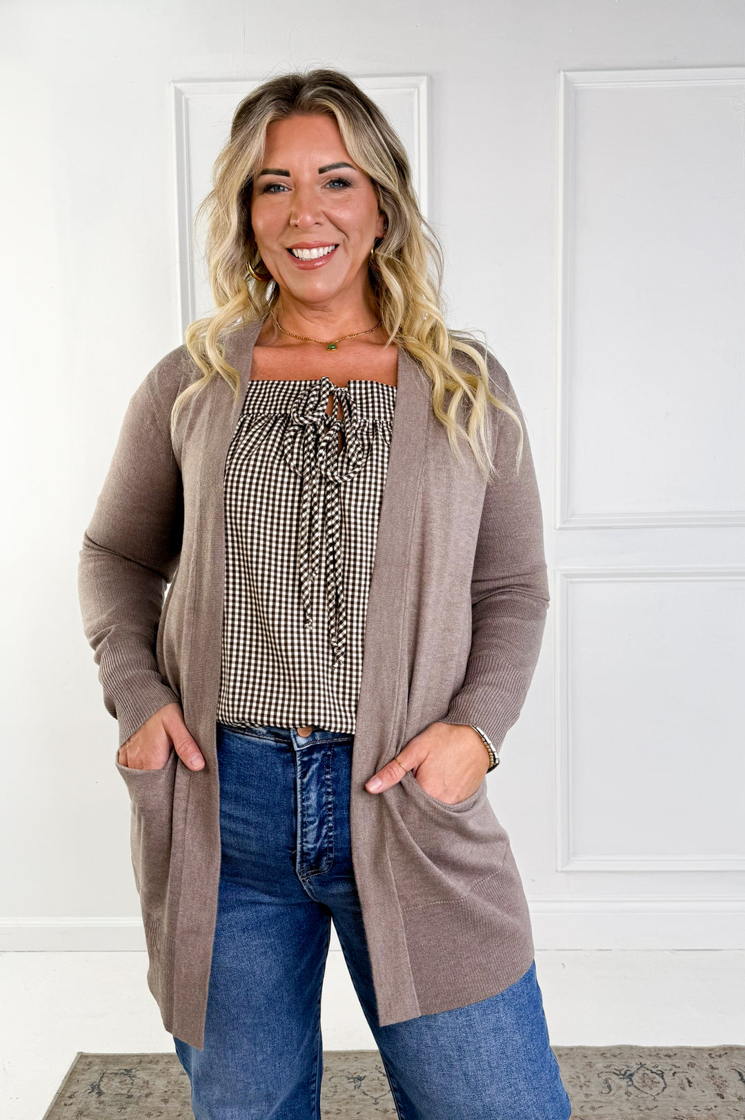 Wool Blend Open Front Cardigan