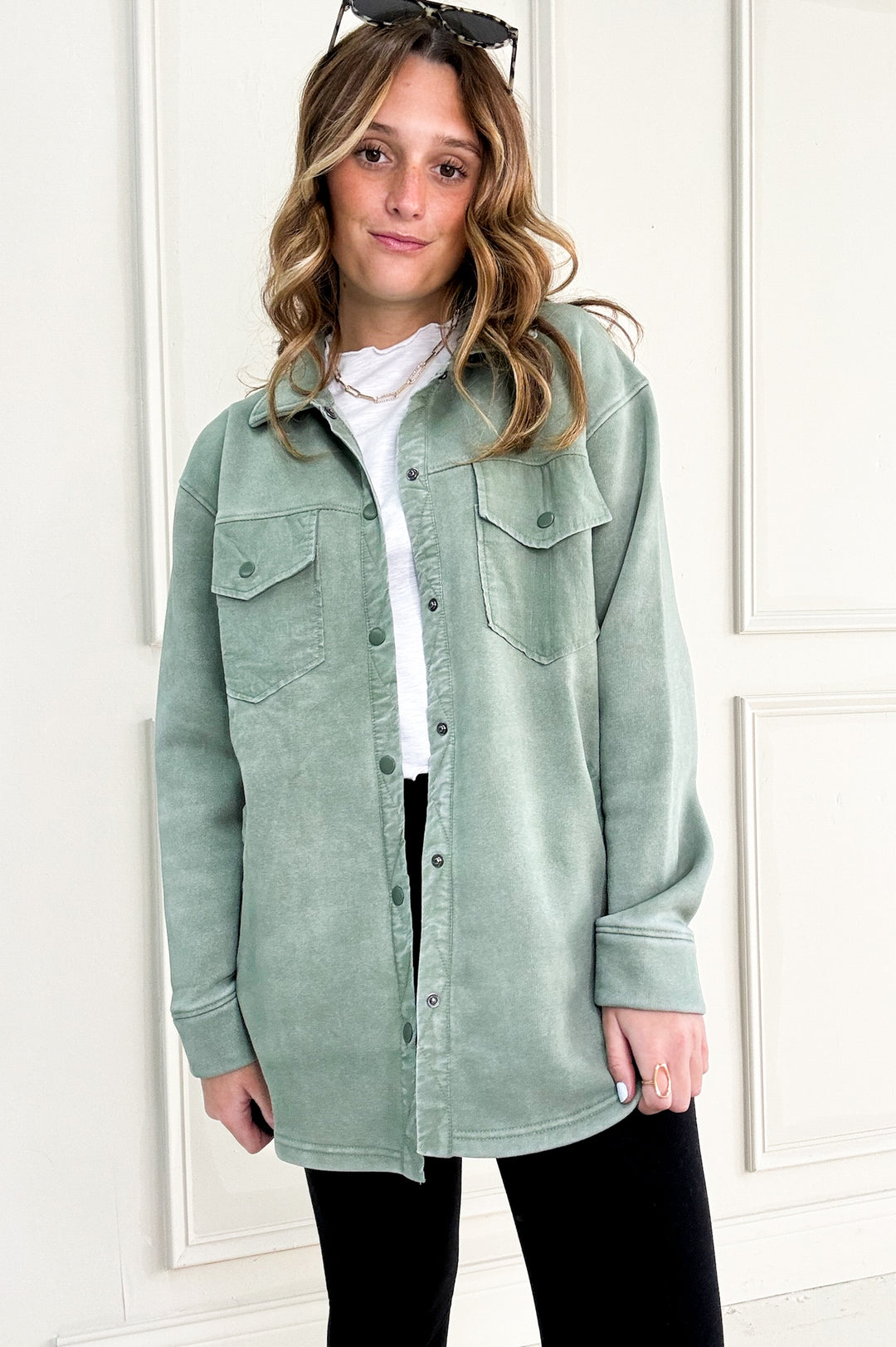 Snap Front Brushed Oversized Shacket