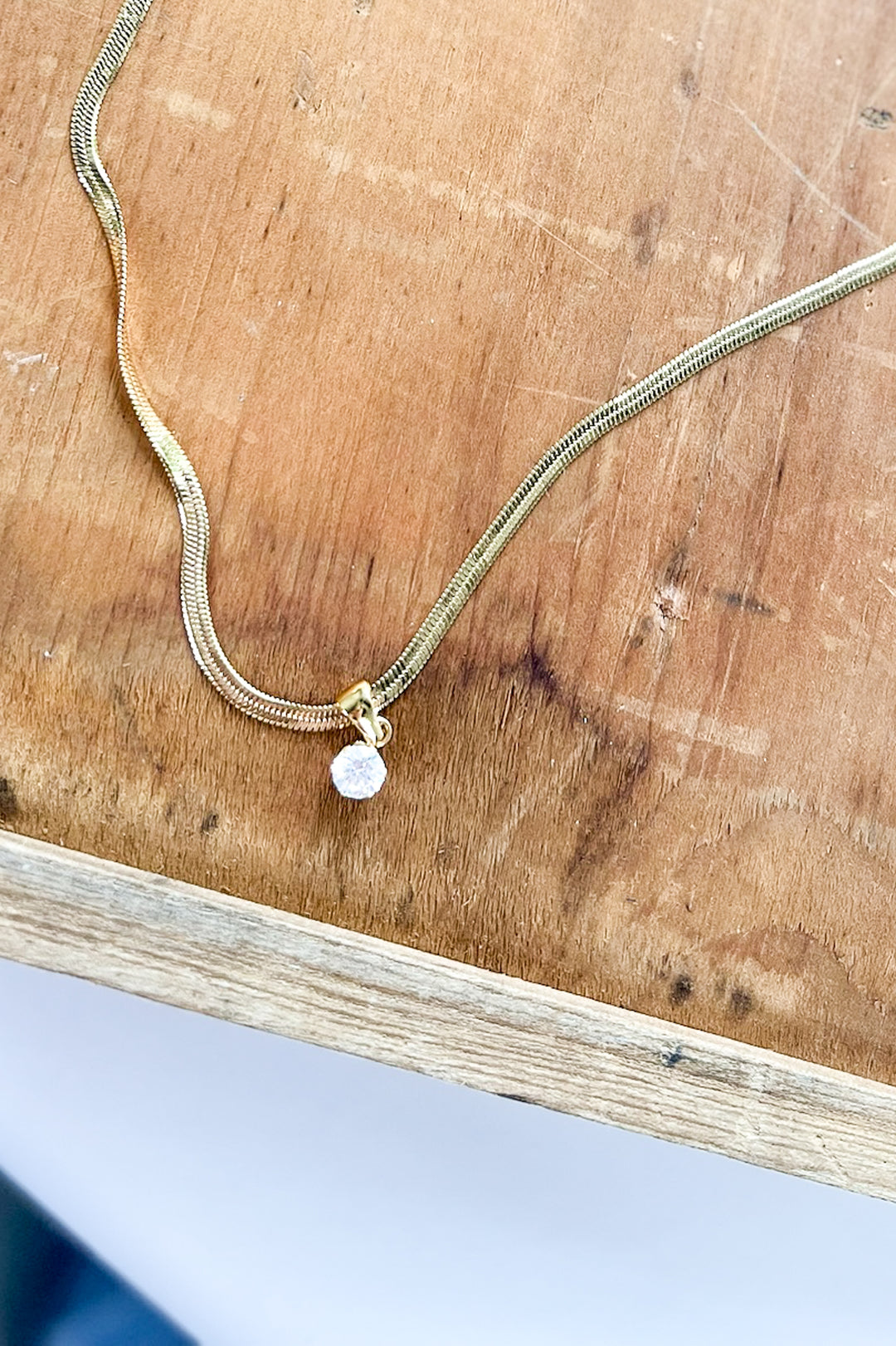 CZ 18K Gold Snake Chain Necklace