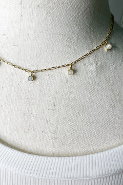 Classic Dainty Pearl Charm 18K Choker