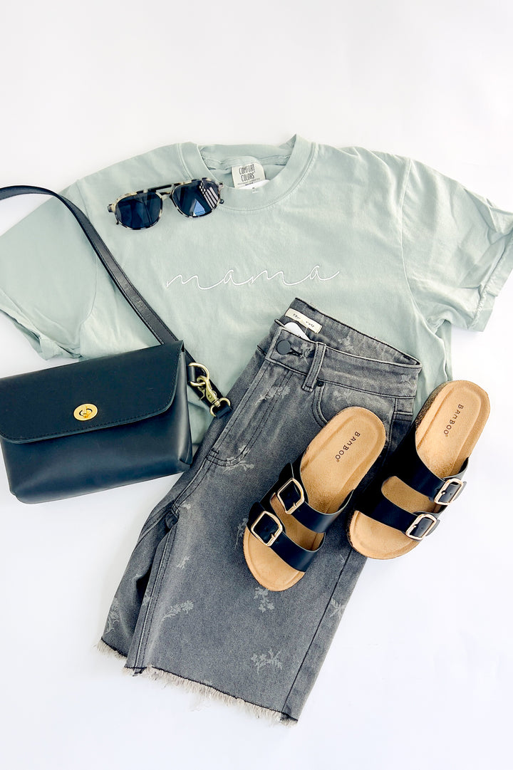 Mama Script Embroidered Comfort Color Tee