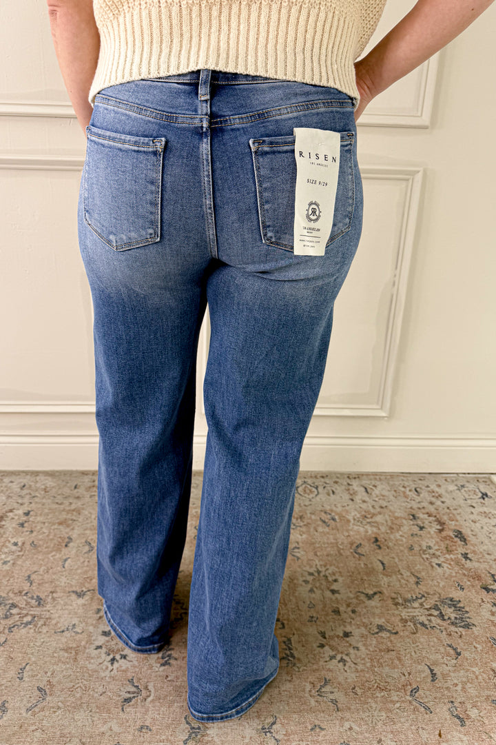 Risen Low Rise Wide Leg Jeans