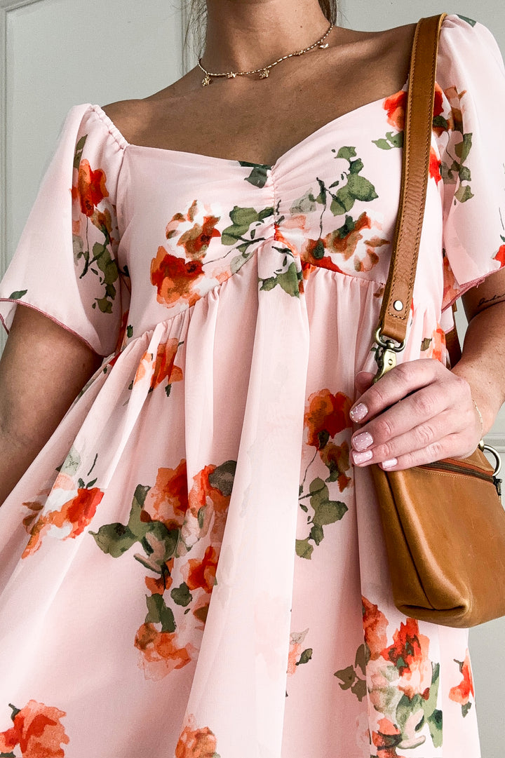 Sweetheart Floral Chiffon Dress