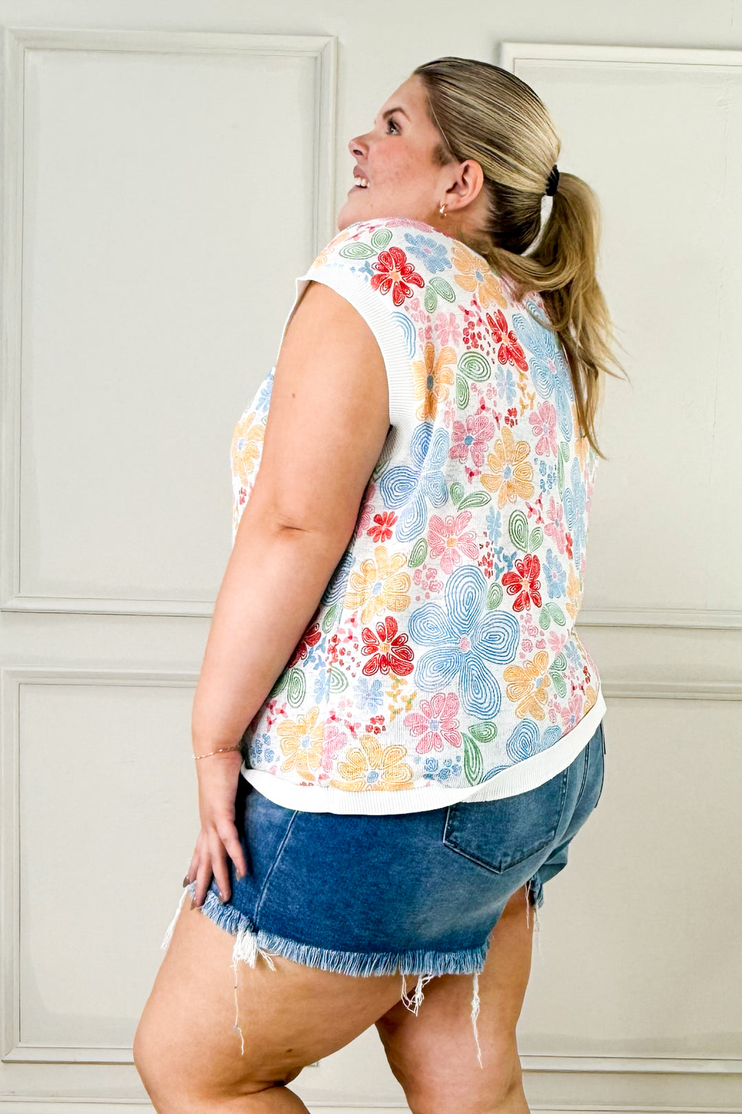 Floral Print Sweater Vest
