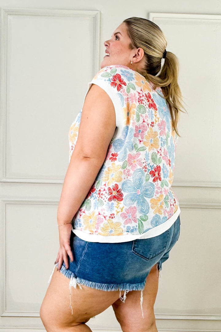 Floral Print Sweater Vest