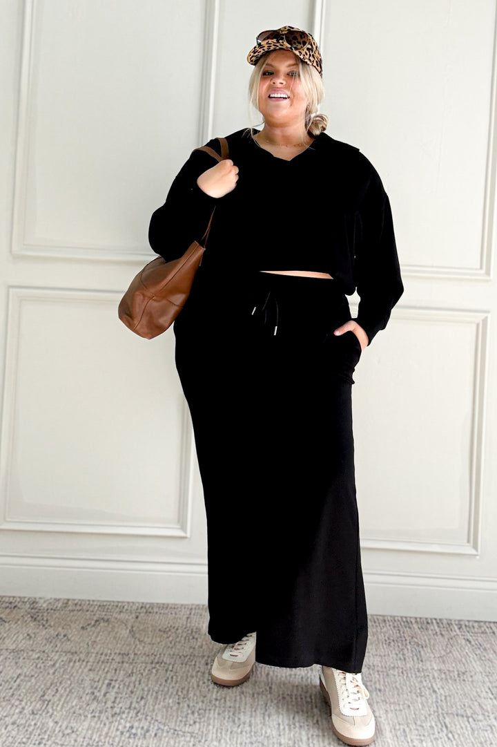 Luxeknit Wide Leg Drawstring Curvy Sweatpants