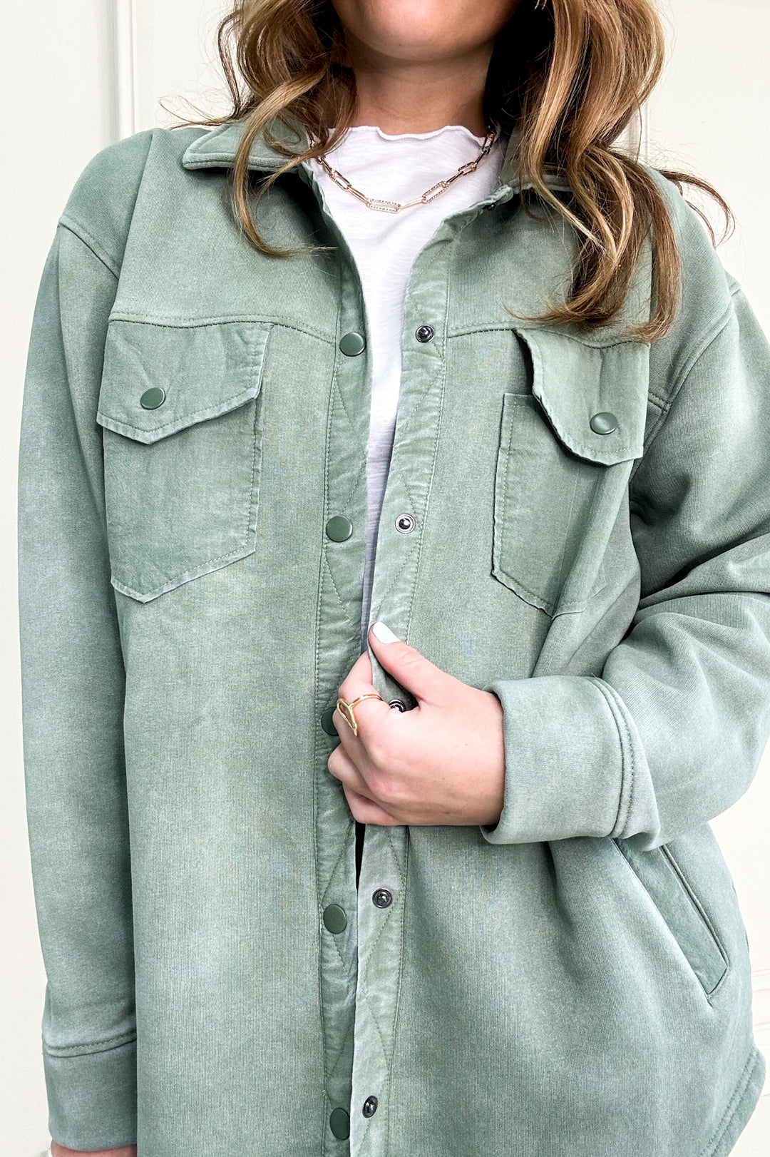 Snap Front Brushed Oversized Shacket