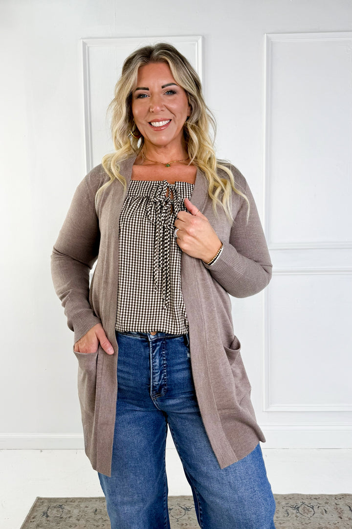 Wool Blend Open Front Cardigan