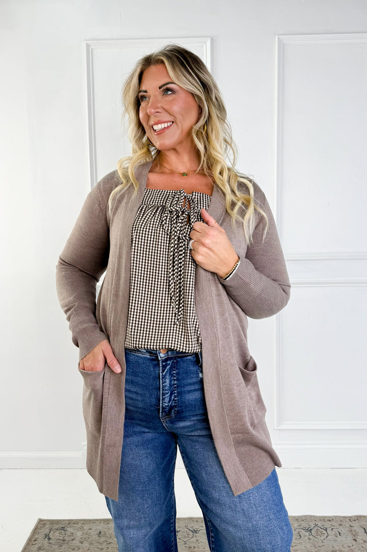 Wool Blend Open Front Cardigan