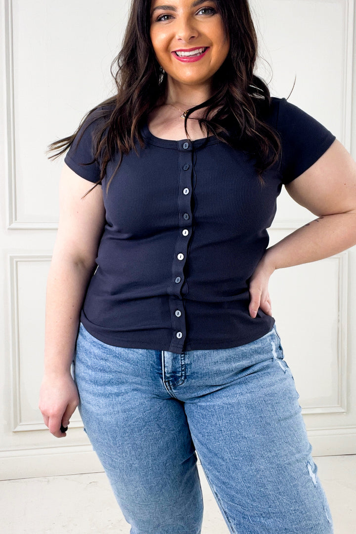 Kellie Full Button Front Short Sleeve Top