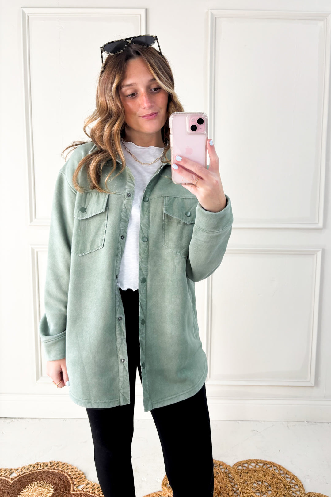 Snap Front Brushed Oversized Shacket