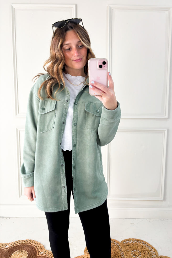 Snap Front Brushed Oversized Shacket